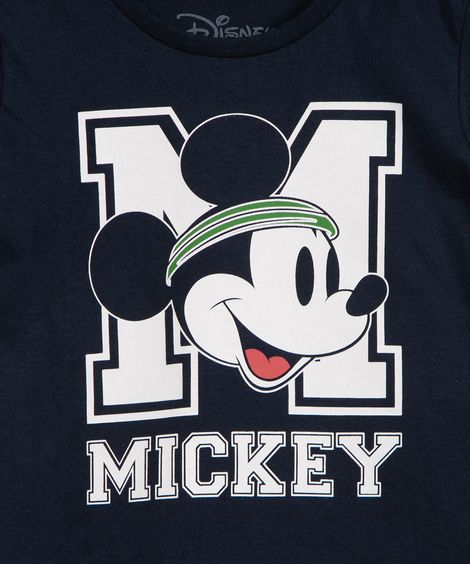camiseta infantil manga curta mickey azul marinho