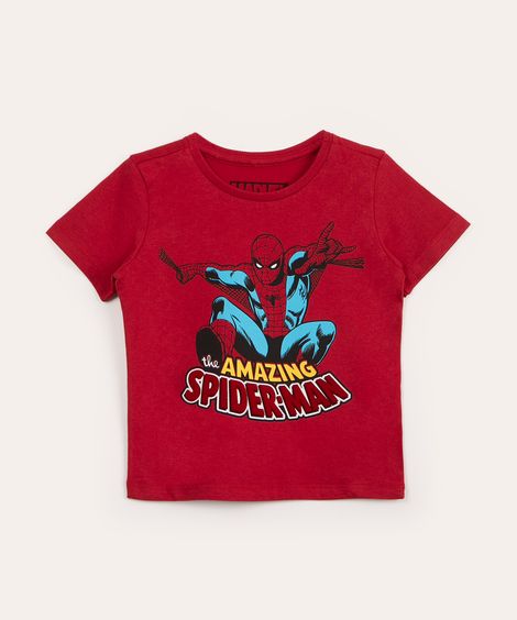 camiseta infantil manga curta homem aranha vermelha