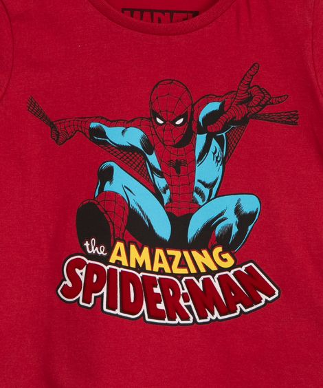 camiseta infantil manga curta homem aranha vermelha