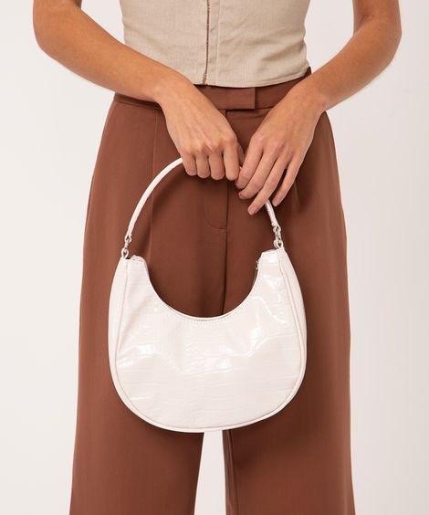 bolsa baguete croco off white