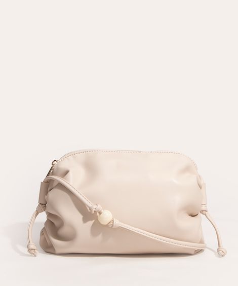 bolsa crossbody franzida off white