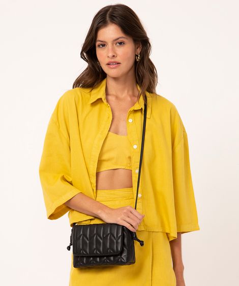 bolsa crossbody matelassê preto