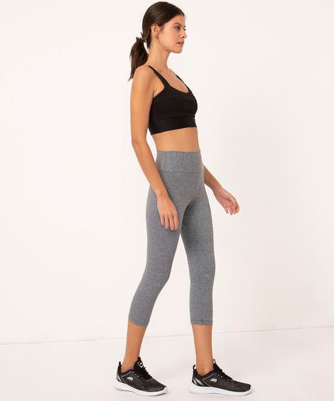 Calça Corsário Feminina Esportiva Básica Cinza