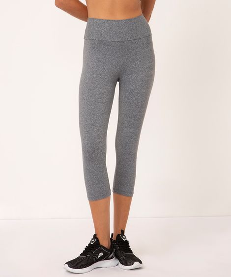 Calça Corsário Feminina Esportiva Básica Cinza