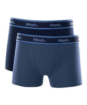 Kit 2 Peças Cueca Boxer Algodão Mash Infantil Elástico Azul marinho