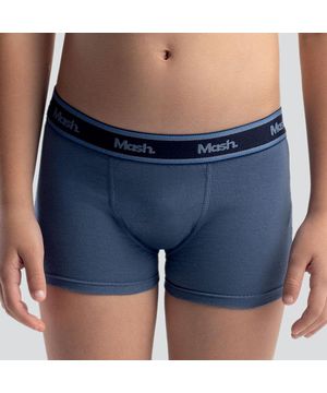 Kit 2 Peças Cueca Boxer Algodão Mash Infantil Elástico Azul marinho