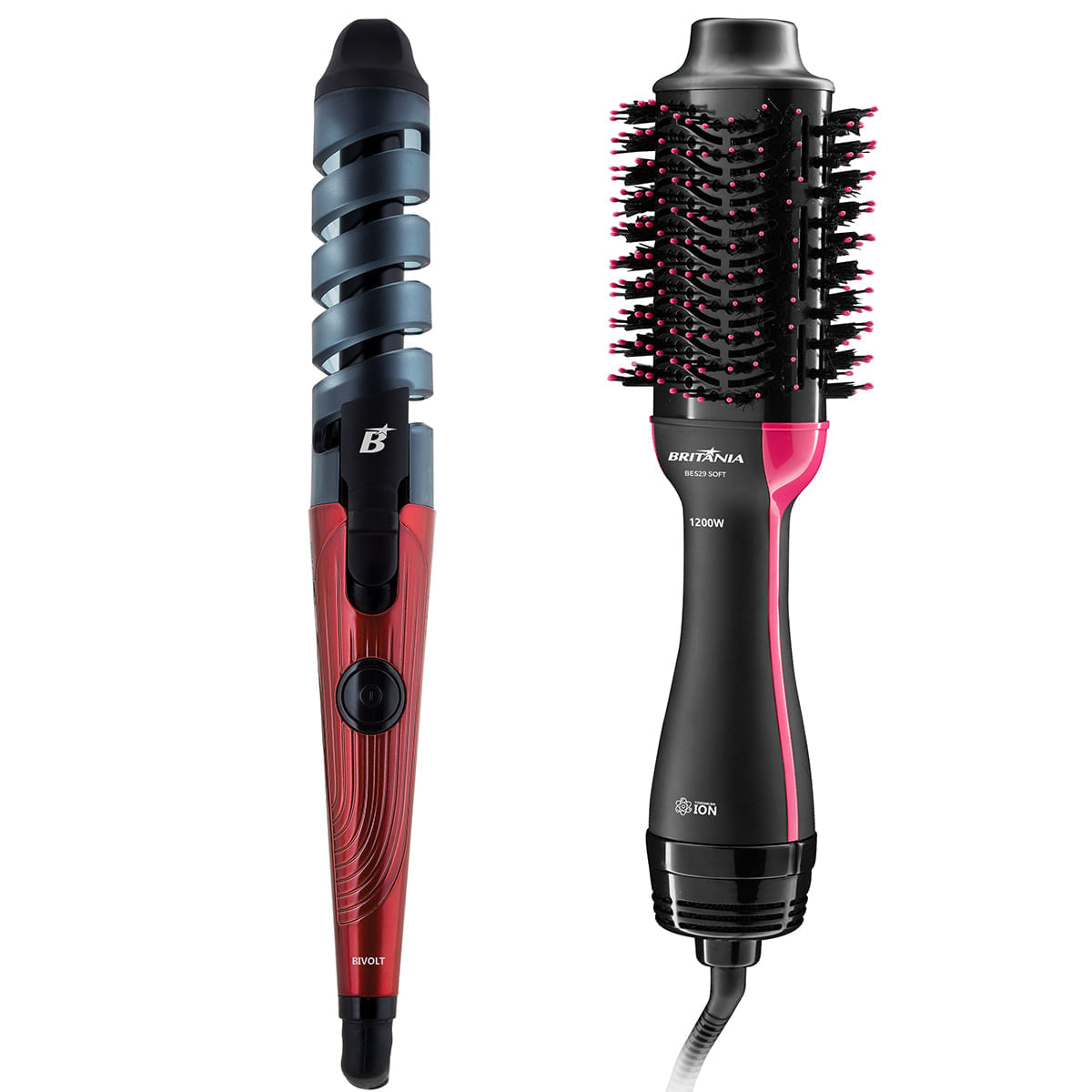 Kit Britânia Escova Secadora BES29 1200W+Cacheador Ceramic 127V Menor preço em Kit Britânia Escova Secadora BES29 1200W+Cacheador Ceramic 127V