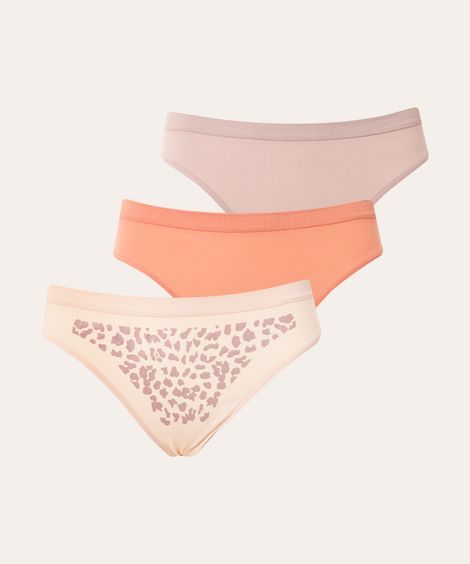 kit de 3 calcinhas biquíni sem costura trifil multicor