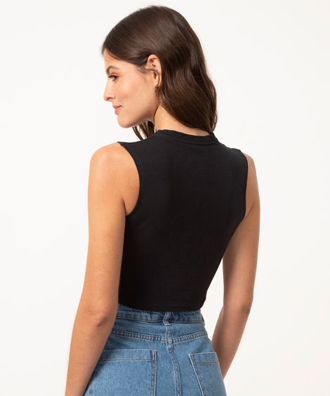 regata básica cropped gola redonda preto