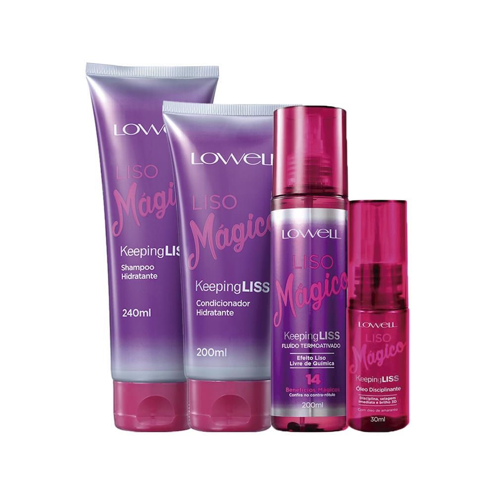 Kit Lowell Liso Mágico - Shampoo e Condicionador e Fluido e Óleo