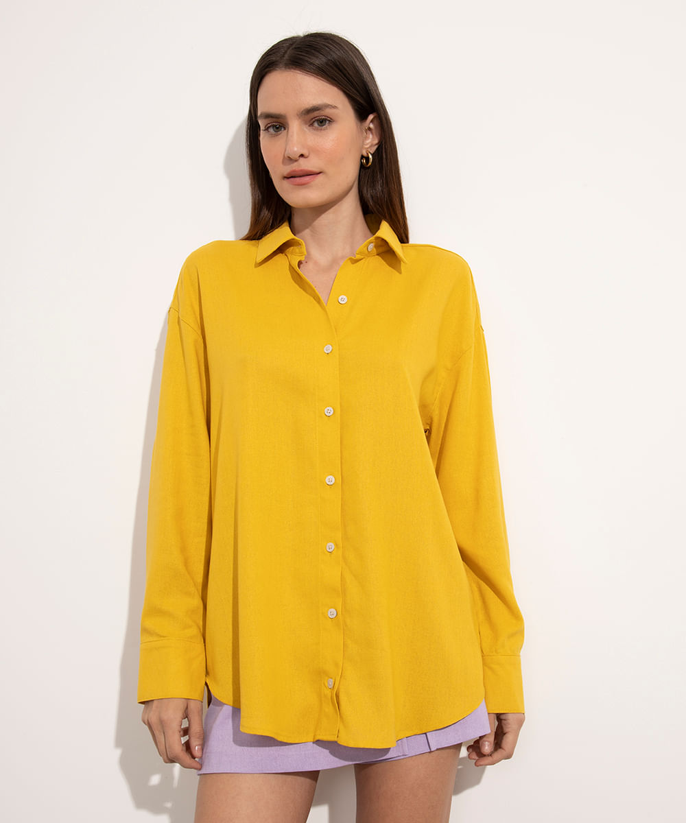 Camisa longa amarela, da C&A