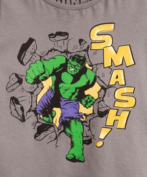 camiseta infantil de algodão hulk cinza