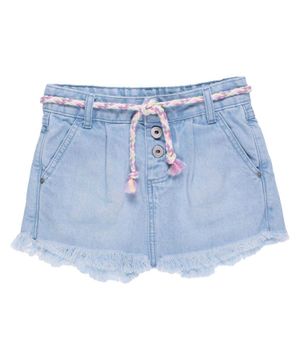 Short-Saia Jeans Infantil Feminino Mania Kids Azul Claro