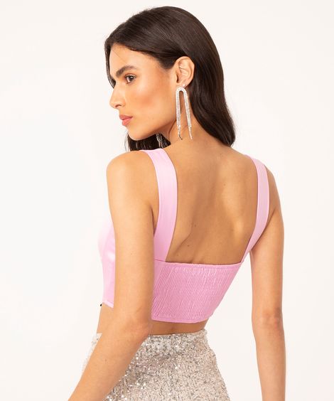 blusa corset acetinada rosa