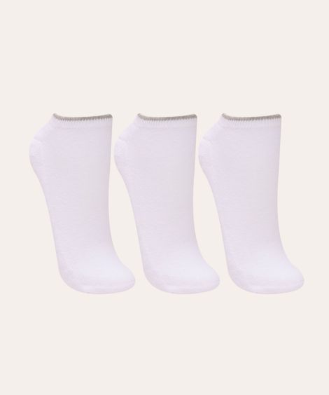 kit de 3 meias cano baixo esportiva branco