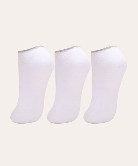 kit de 3 meias cano baixo esportiva branco