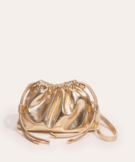 bolsa bucket metalizada dourada