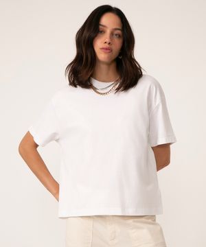 camiseta oversized de algodão manga curta off white