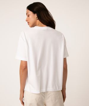 camiseta oversized de algodão manga curta off white