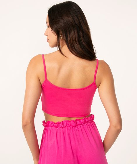 regata cropped básica alça fina decote redondo rosa escuro