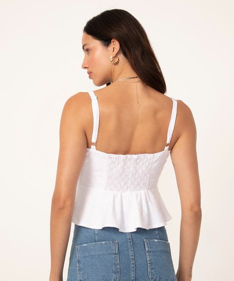 regata de laise corset peplum alça fina off white