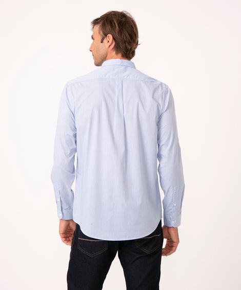 camisa comfort xadrez manga longa azul claro