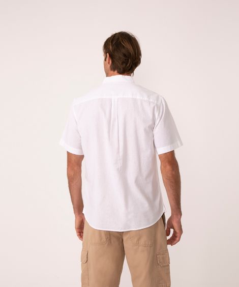 camisa comfort de linho manga curta branca