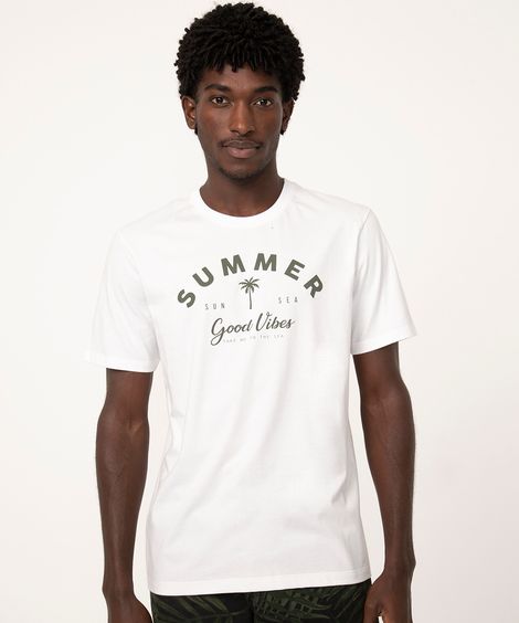 camiseta de algodão manga curta summer branco