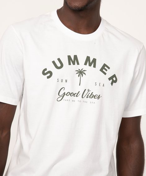 camiseta de algodão manga curta summer branco