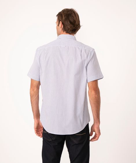 camisa comfort listrada manga curta branca