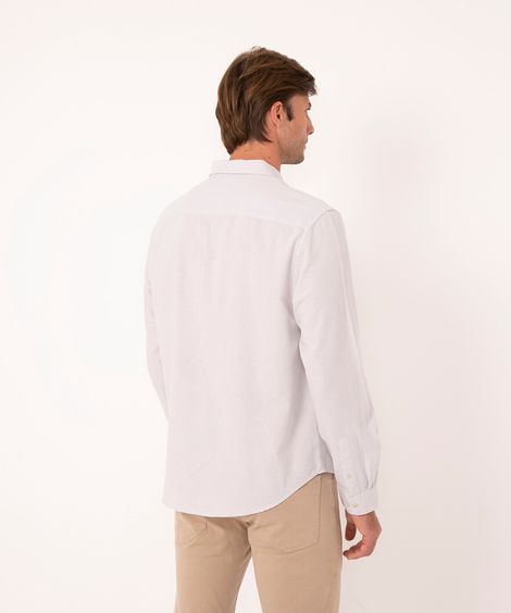 camisa comfort oxford manga longa - cinza claro