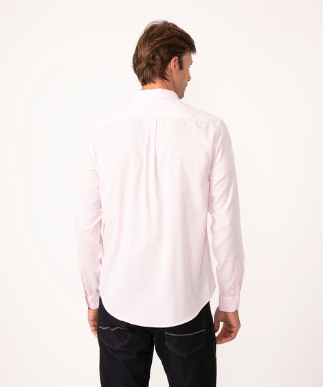 camisa comfort listrada manga longa rosa claro