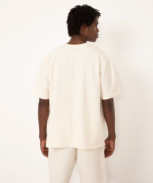 camiseta oversized texturizada com linho off white