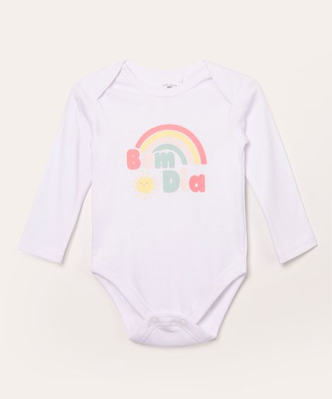 body infantil manga longa bom dia off white