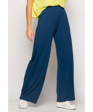 Calça Wide Leg Com Bolso Malha Marinho Salvatore Fashion