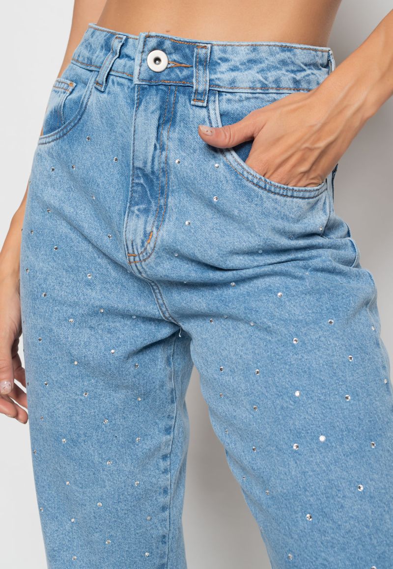 Calça jeans com store strass