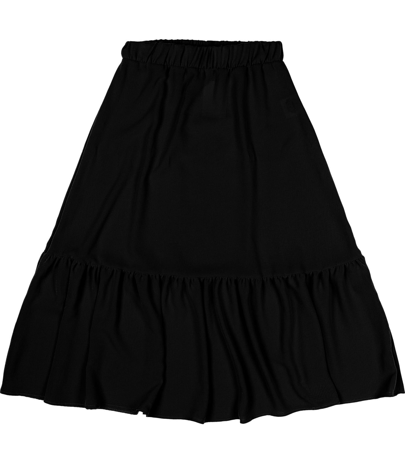 Saia Midi Feminina Com Babado Rovitex Preto Menor preço em Saia Midi Feminina Com Babado Rovitex Preto