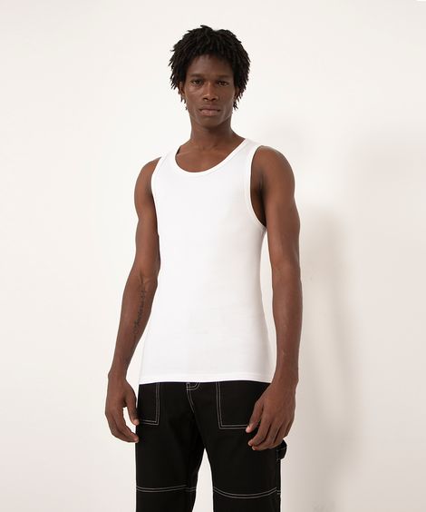 regata de algodão slim off white