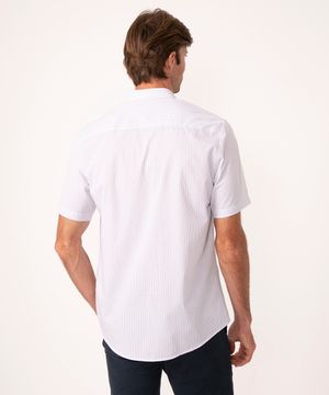 camisa comfort listrada manga curta azul