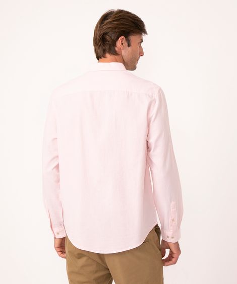 camisa comfort oxford manga longa - rosa claro