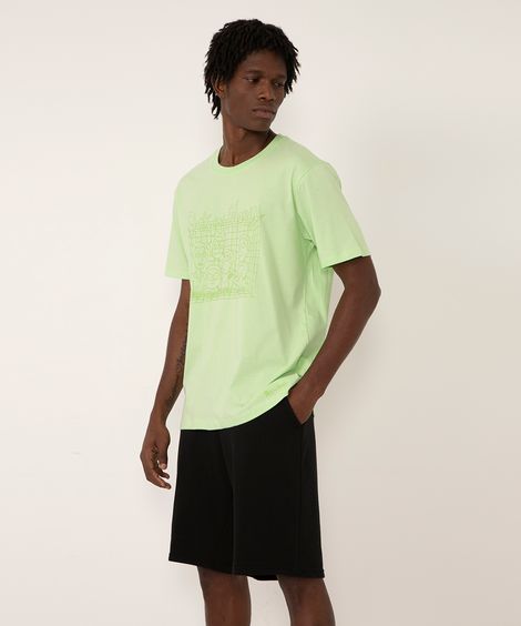 camiseta de algodão manga curta rick and morty verde