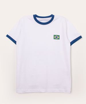 camiseta infantil manga curta brasil branca