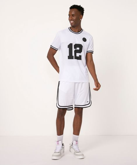 bermuda basquete com vivos esportivos branca