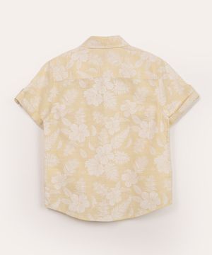 camisa infantil manga curta folhagem amarela