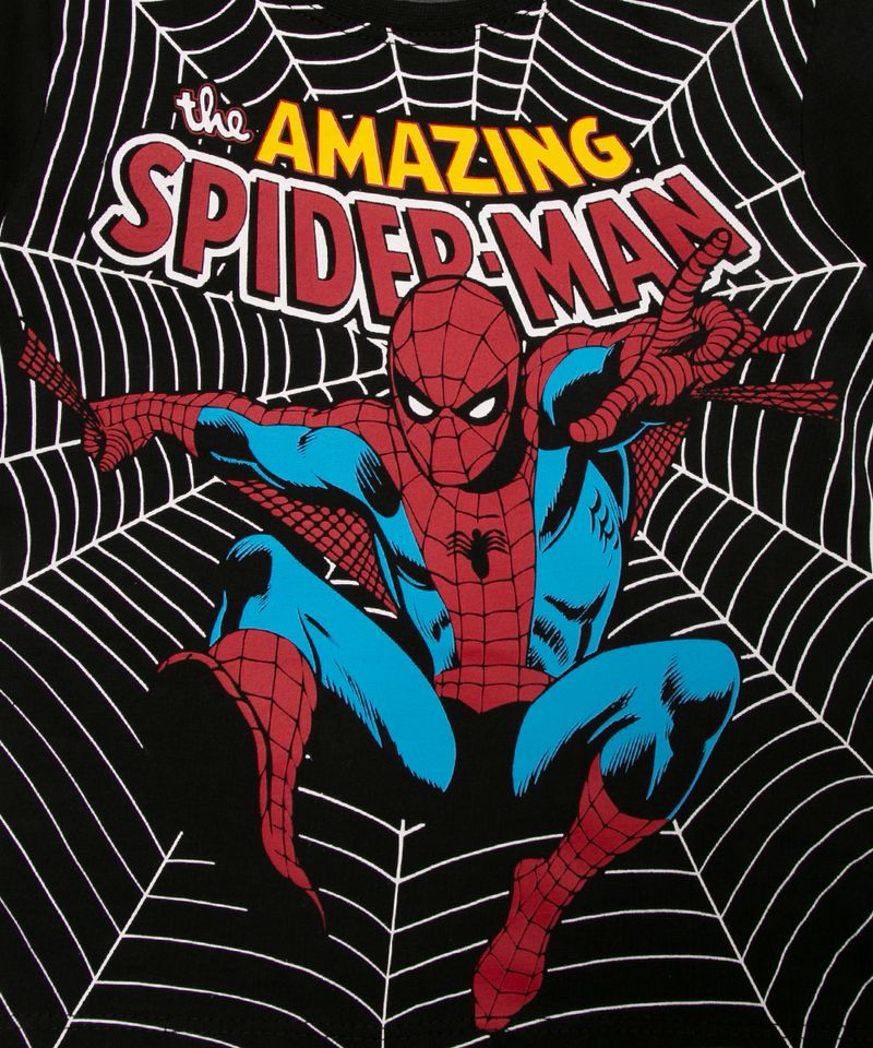 camiseta infantil manga curta homem aranha preta - C&A