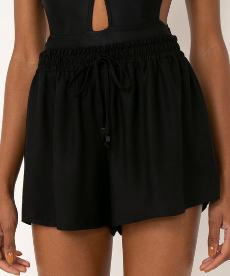 short de viscose cós elástico rosa médio - preto