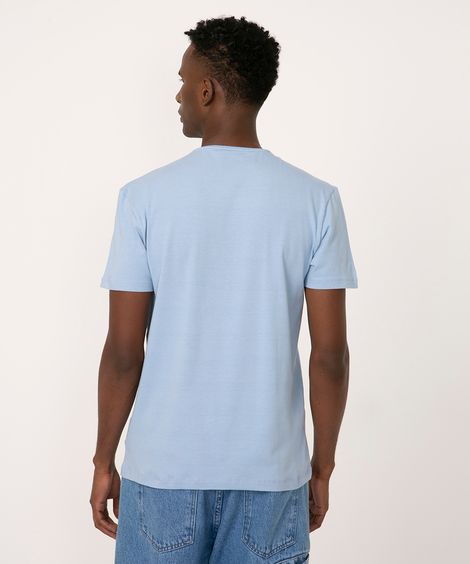 camiseta slim básica manga curta - azul claro