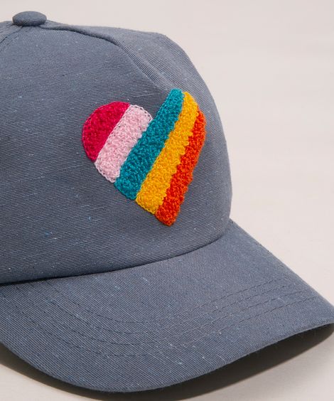 boné infantil aba curva coração azul