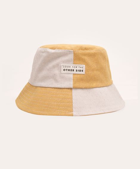 chapéu bucket hat bicolor bege