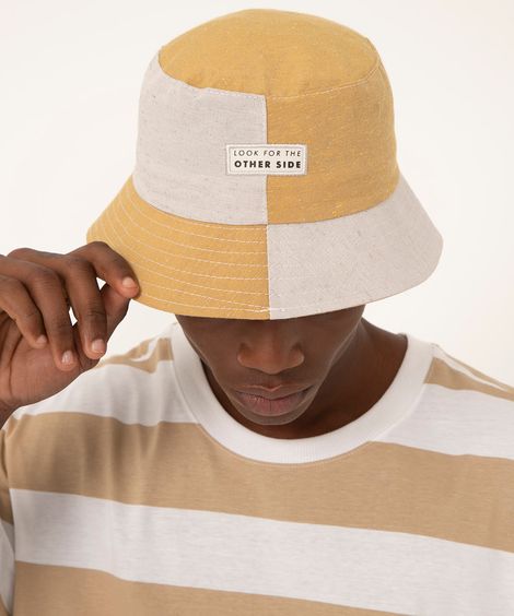 chapéu bucket hat bicolor bege
